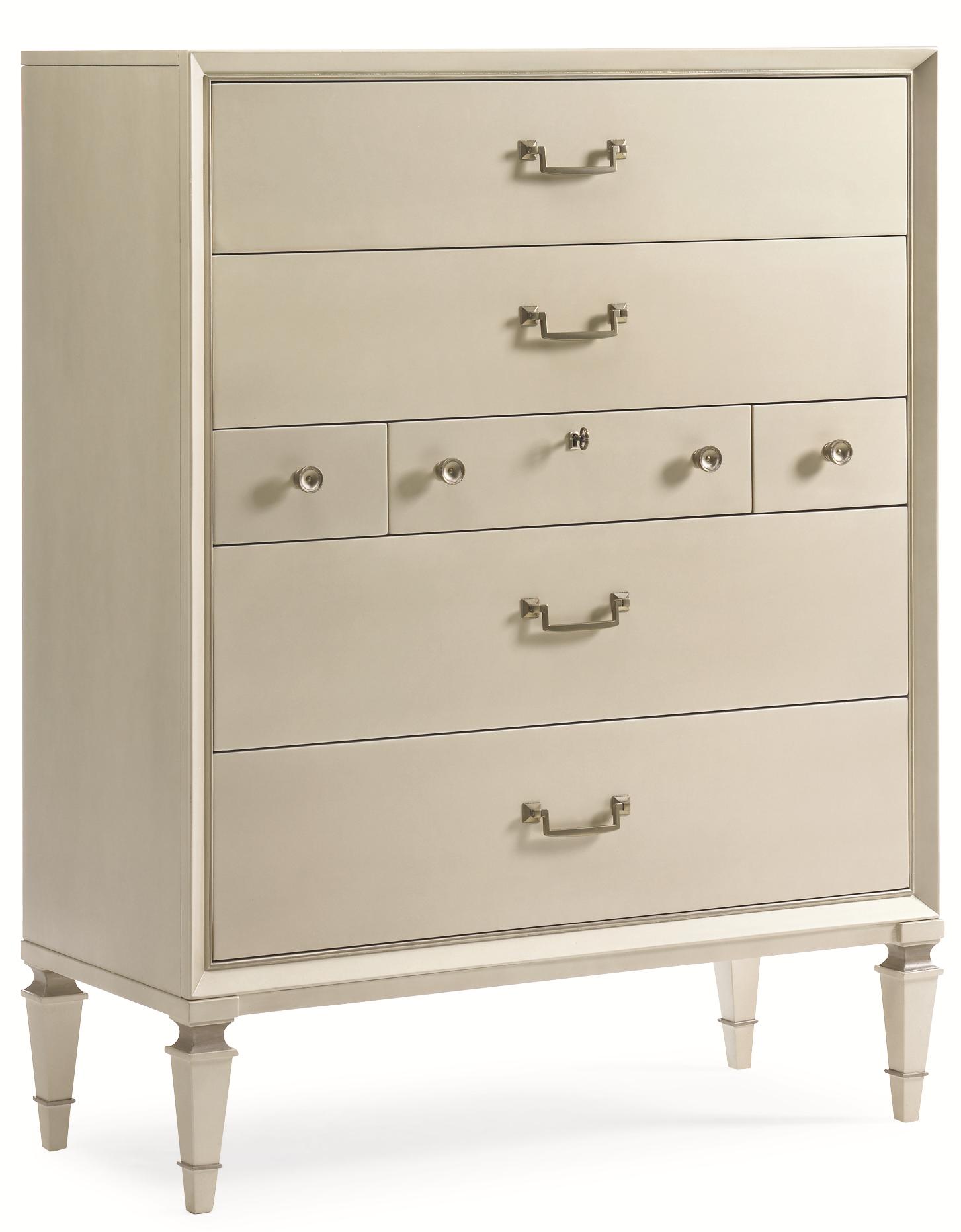 Caracole New Traditional "Pearly White" 7Drawer Chest with Locking